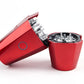 Metallic RED OTTO open showing grinder